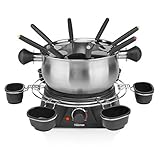 Tristar Fondue-Set für bis zu 8 Personen, 1,3 Liter Fassungsvermögen, inklusive Edelstahlgabeln und Saucenring, 1400 Watt, FO-1109
