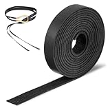 Yolev Lederriemen Meterware 12mm×1,85m, Schwarz Lederband Breit Lederstreifen Lederriemen Zum Basteln für Handgemachte Selbernähen Basteln Schmuckmachen
