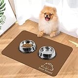 Hearda Futtermatte Hund rutschfest, Napfunterlage Hund Saugfähig Katzen Futternapf Unterlage Schnelltrocknend Unterlage Katzennapf Futternapf Matte Haustier Futtermatte (40x60cm,Braun P)