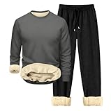 Generisch Sportanzug Herbst Winter Herrenkleidung Herren Hausanzug Weich Anzughose Trendy Outfits Bequem Loungewear Einfarbig Tracksuit Casual Freizeitanzug Thermo Streatwear(A06 Dunkelgrau,M)