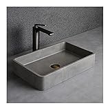 19.7 Inch by 12.8 Inch Black Concrete Rectangular Vessel Sink Above Counter Matte Finish for Bathroom Vanity Cabinet Lavatory (Grey)