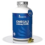 BIOMENTA Omega 3 Kapseln hochdosiert - 370 St. - 2.000 mg hochwertige Omega-3-Triglyceride aus Fischöl/Tag - 600 mg reines Omega, 360 mg EPA + 240 mg DHA + Vitamin E - Premiumqualität