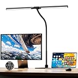 EYOCEAN Schreibtischlampe, Doppelkopf Schreibtischlampe Kinder, Augenschutz Desk Lamp, 16W 72cm Tageslichtlampe Schreibtisch mit Fernbedienung, Dimmbare Monitor Lampe, Schwanenhals Büro Tischlampe
