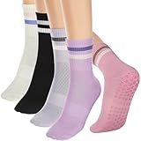 Utensilsto Pilates Socken,5 Paar Stoppersocken Antirutschsocken Damen Baumwolle Yoga Socken Bunt für Trampolin, Fitness,Home Use