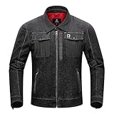 BORLENI Motorradjacke Denim Herren Motorrad Jeansjacke mit Protektoren Atmungsaktiver Panzerschutz Hochglanz Reflektierend für Frühling Sommer Herbst