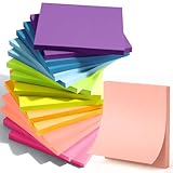 16 Blöcke Haftnotizen 76 mm x 76 mm,1600 Stück Bunte Klebezettel Block zum Beschriften, Selbstklebend Sticky Notes, Super-Haftnotizen, für Schule, Zuhause, Büro -100 Blätter/Block