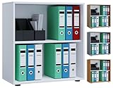 VCM Holzregal stehend | platzsparender Aktenschrank | Maße ca. B. 70 x H. 74 x T. 37 cm | Elegantes Regal stehend | Büroregal – Lona 2 Fach Weiß