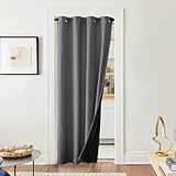 PONY DANCE Thermovorhang Kälteschutz Doppellagige und Dicke Verdunklungsvorhänge Grau 1 Stück H 220 x B 140 cm Ösenvorhang Blickdicht für Schlafzimmer Thermogardinen Türvorhang
