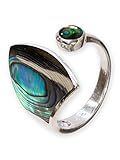 Fly Style Ring Silber 925 Damen, offener Ring größenverstellbar, 925 Silber Ring mit Stein oder Muschel Inlays, Farbwahl:Pauamuschel