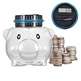 Digitale Münzbank | Automatische Münzzähler-Aufbewahrung – Transparente Bank zum Sparen von Geld, Tierform, großes Fassungsvermögen, mit Wechselzähler