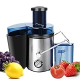 Entsafter 400W, Zentrifugalentsafter mit Tropfschutz Und Anti-Rutsch-Funktion, Edelstahl-Entsafter Mit 65mm Breiter EinfüLlöFfnung Und 2 Einstellbaren Geschwindigkeitsstufen