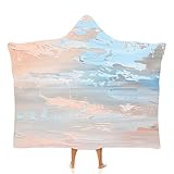 Abstraktes Graffiti Fleece-Kapuzendecke für Damen und Herren, weiche und warme, Blaue und rosa Geometrie tragbare TV-Decke,Tragbar Ganzkörperdecke 150 × 200 cm