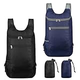 2 Stück Ultraleichte Faltbare Rucksäcke, Kleiner Wanderrucksack, Wasserdichter Wanderrucksack Ultraleicht Outdoor Rucksack, Packbare Rucksäcke für Outdoor-Sport, Reisen, Wandern, Camping, Radfahren
