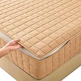 Matratzenbezug zum Umwickeln mit abnehmbarem Reißverschluss, Encasing Gesteppt Waschbarer Matratzenschoner für Federkernmatratzen(Kamel,150x200cm+20cm)