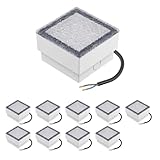 ledscom.de 10 Stück LED Pflasterstein Bodeneinbauleuchte CUS für außen, IP67, eckig, 10 x 10cm, warmweiß