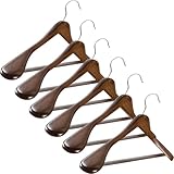 Hochwertige Holz-Kleiderbügel – 6er-Set – robuste Kleiderbügel mit breiten Schultern – Kleiderbügel mit 6,3 cm Schulterausweitung für Anzüge und Kleidungsstücke – Anzugbügel aus Holz mit Hosensteg
