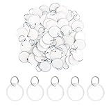 SAVITA 50 Stück 32 mm Runde Papieranhänger, Anhängeschilder Rund Rim Key Tag Rund mit Geteiltem Ring Key Tags Label Key Tags für Schlüssel Gepäck Rucksäcke Schlüsselanhänger Beschriftbar