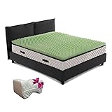 Topper aus Memory-Schaum, 6 cm, Matratze aus Memory-Schaum mit 7 Zonen, Memory-Schaum-Matratze 6 cm hoch, mit gratis Kissen – Innenausstattung Air Memo Green, Matratzenauflage für Einzelbett 90 x 195
