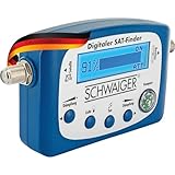 SCHWAIGER SAT Finder Satellitenerkennung LCD Bildschirm beleuchtet digital HD Astra Eutelsat Satellit Satellitenschüssel Kompass Signalstärke akustisches Signal Strom über Receiver/Fernseher
