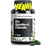 natural elements Bio Spirulina & Chlorella Presslinge – 500 Tabletten – 100% Rein & Natürlich – Zertifiziert Bio, laborgeprüft, ohne Zusätze, vegan und in Deutschland produziert
