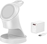 Magnetische für Apple Watch und iPhone, 3 in 1 Wireless Charger Induktive Ladestation/Kabelloses Ladegerät für iPhone 16 15 14 13 12 MagSafe Gerät Serie/Samsung Apple Watch/AirPods Pro Serie (Weiß)