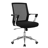 SONGMICS Bürostuhl mit Netzrückenlehne Chefsessel Bürodrehstuhl Drehstuhl höhenverstellbar Wippfunktion, schwarz, OBN83B, 61*55*102