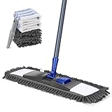 Masthome Wischmopp,Bodenwischer Set mit 4 Wischpads,Chenille Flachmopp mit 128cm Griff,Mikrofaser Wischmop, Wischer Boden für Hartholz, Laminat, Fliesenboden, Senden 1 Schaber