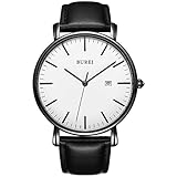 BUREI Herren Uhren Ultra Dünne Minimalistische Quarzuhr mit Datumsanzeige für Damen und Herren Classic Design Männer
