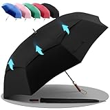 LOGAN & BARNES Stockschirm sturmfest [Ø120 cm] mit hochwertigem Echtholzgriff - XXL Regenschirm für 2 Personen - Regenschirm Groß - Modell CHICAGO