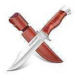 PURPLEBIRD Jagdmesser Feststehende Klinge Scharfes, Messer Outdoor Survival mit Lederscheide, D2 Stahl Gürtelmesser & Camping Messer Outdoor Geschenk für Jagd, Wandern und Angeln