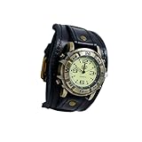 ALCXAZS Robustes und langlebiges Vintage Punk Uhrenarmband aus Rindsleder und Legierung. Vintage Punk Uhrenarmbänder verstellbar
