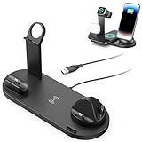 4W 1 Wireless Ladestation, Schnellladegerät, Dockingstation, Magnetisches Ladegerät, Multigerätständer(Color:Schwarz)