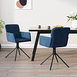CongVVFV Drehbare Esszimmerstühle 2 STK. Blau Samt mit Metallrahmen und Polsterung – Ergonomische Armlehnstühle für Wohnzimmer und Essbereich