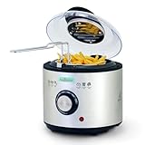 Augosma Mini Fritteuse Mit öl | 850-950W l Kapazität: 1 Liter l Sichtfenster l Frittierkorb aus Edelstahl l Einstellbare Temperatur l Wärmeisoliert l Rutschfeste Gummiauflage l Weiß