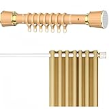 Verstellbare Gardinenstange ohne Bohren, 40–500 cm, Teleskop-Spannstange, erweiterbare Duschvorhangstange, Ø3 m, Edelstahl, Klemmstange für Badezimmer und Schrank (Erdgelb, 110-2)