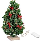 LZYWOD Kleiner Mini-Weihnachtsbaum mit Holzsockel für Weihnachten, Urlaub, Party, Lichterbaum-Dekoration mit A3h6-Baum-Ornam
