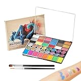 Arroopu Gesichtsfarben Set Für Kinder | 42 Farben Wasseraktiviertes Schmink Set Karneval ,Schminkpalette Für Bühnenaufführungen Schulveranstaltungen Halloween Partys Feste Geburtstag Karneval