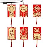 Chinesische Neujahrsdekorationen - 6 Stück Vietnamesische 2026 Papierdekorationen Jahr Dekoration für Party, Haus, Büro, Eingang, , Wand, Fenster