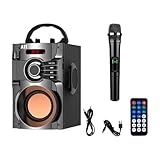 Karaoke-Maschine unterstützt TF-Karte für zu Hause mit Fernbedienung mit Mikrofon, tragbarer Lautsprecher BT für Strandpartys, Erwachsene und Kinder, Schwarz
