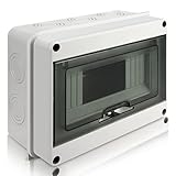 Royouzi Verteilerkasten Aufputz, IP65 Sicherungskasten Aufputz, Unterverteilung Aufputz mit Messingklemmen für Garten oder Außenbereichen, Villen, Ladesäulen (8 MODULE)