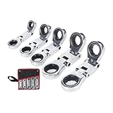 Hogvinnatil Ratschen-Set, 5-teilig, Doppelantrieb, flexibler Kopf, kleine Ratsche | Klappschlüssel, 180 Grad, einziehbares Werkzeug 19 mm, für Reparatur von Elektronik, Auto, Bau