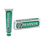 Marvis Classic Strong Mint Zahnpasta, 85 ml, Zahnpasta mit Geschmacks-Erlebnis-Garantie für belebende und langanhaltende Frische