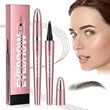 Magischer Augenbrauenstift Wasserfest, 3D Micro Augenbrauenstift Dunkelbraun Eyebrow Pencil mit 4 Gabelspitze Applikator, Brow Pencil Erzeugt Mühelos Natürlich Aussehende Brauen (2#-Dunkelbraun)