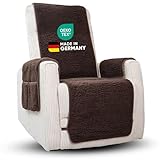 Novaliv Sesselschoner für Relaxsessel Braun - Universeller Sesselschoner mit Armlehne und Fußteil - Schonender Sessel Bezug aus Schurwolle Komfort Sesselbezug Relaxsessel Sesselauflage Sesselüberwurf