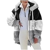 2024 Black Friday Damen Teddy Fleecejacke Sale,Fleecemantel Hoodie Damen Kapuzenpullover Warm Gefüttert Herbst Wintermantel Stilvoller ReißVerschluss Fellmantel Plüschjacke Oberteile mit Tasche