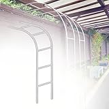 Gartenbogen aus Edelstahl, halbes Rankgitter, Pergola für Kletterpflanzen, stabiler Außenbogen für Rasen und Garten, Blumenstütze, 270 x 240 cm