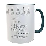 Kilala Personalisierte Glühweintasse Lästerschwestern– 330ml Becher für Advent, Lagerfeuer, Weihnachtsmärkte, Geschenk für Freundin & Kollegin (grün Name)