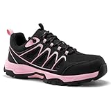 SPIEZ Unisex Sicherheitsschuhe Herren Arbeitsschuhe Sneaker Damen, Weiche Arbeitsschuhe mit Durchtrittsicherer Zwischensohle, Leichte Sicherheitsschuhe für Arbeit und Alltag Schwarzrosa EU38