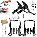 Fahrrad Bremsen Set, HOVCEH Vollaluminium Universal V Brake Set, Fahrradbremsen mit Bremszug Bremshebel Bremsbeläge, Vordere und Hintere MTB Bremse für Mountainbike Citybike Falträder