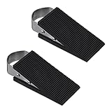 Relaxdays, schwarz Türkeil 2er Set, Gummi, Edelstahl, rutschfeste Keile, Türstopper für Boden, HBT: 3 x 5 x 12 cm, silber, 10010084
